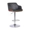 Armen Living Toby Gray Faux Leather Adjustable Height Swivel Walnut Wood and Chrome Bar Stool LCTOSWBAWAGR - alternate 1